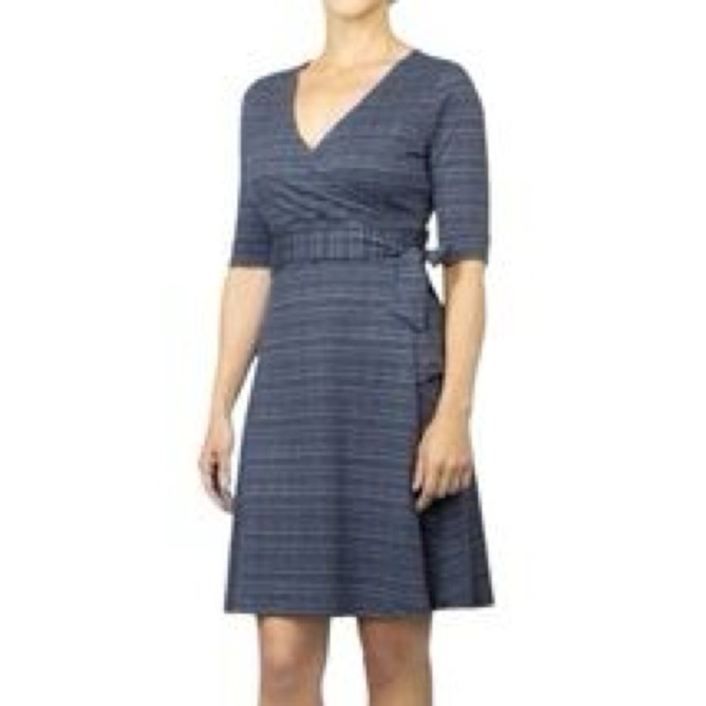 Toad&Co Faux Wrap Dress Short Sleeves Belt Size Small Organic Cotton Blend